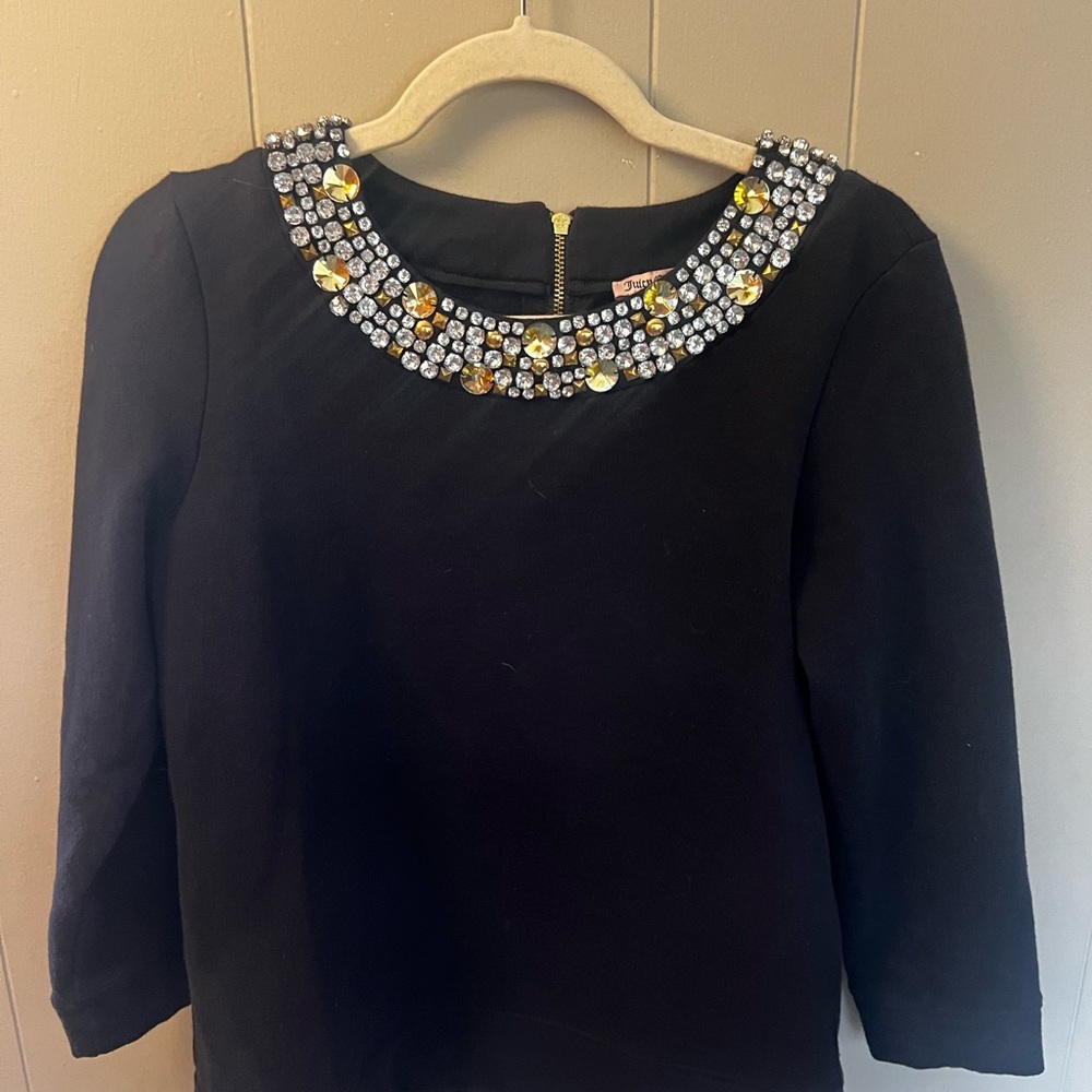Y2K Juicy Couture Black Top with Sparkling Accents